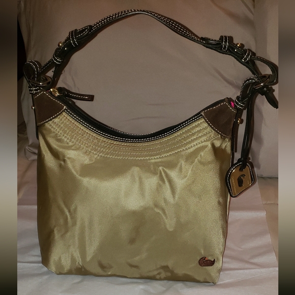 Dooney and Bourke Y2K Nylon "Erica" Shoulder Bag, Khaki - Picture 1 of 14